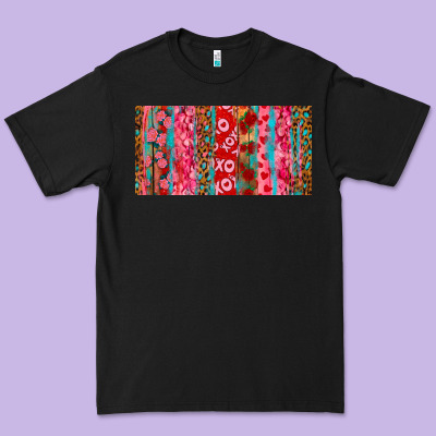 Premium Tee Love brushstrokes xoxo leopard and turquoise