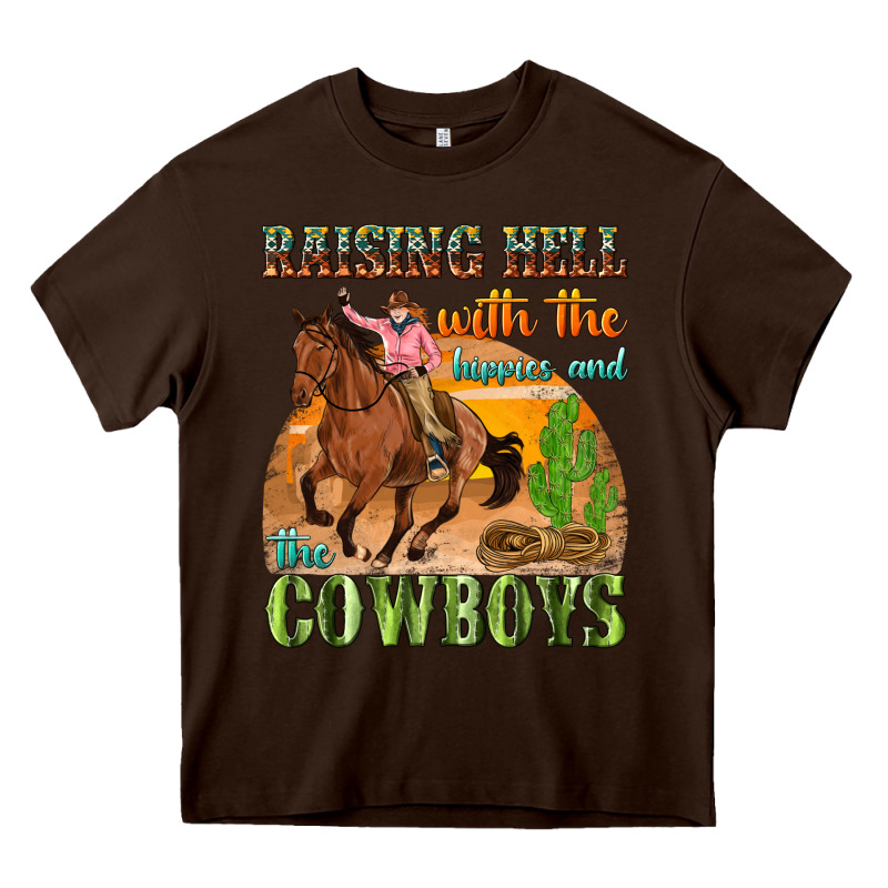 Raising Hell With The Hippies And The Cowboys Heavy Core Tee by texasbilliewilder | Teevron