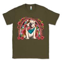 Army Green english bulldog floral rainbow Classic Tee - Artiststas