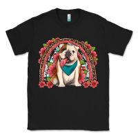 Black english bulldog floral rainbow Classic Tee - Artiststas