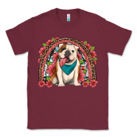 Burgundy english bulldog floral rainbow Classic Tee - Artiststas