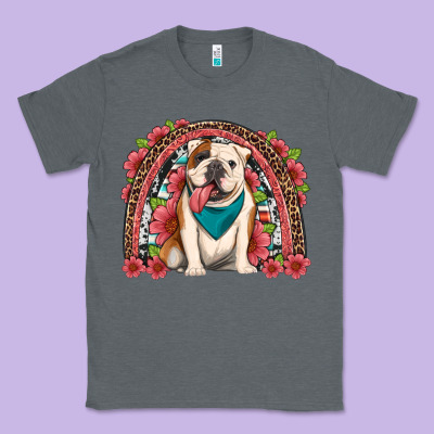 English Bulldog Floral Rainbow Classic Tee Designed By Artiststas