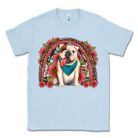 Dusty Blue english bulldog floral rainbow Classic Tee - Artiststas