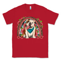Red english bulldog floral rainbow Classic Tee - Artiststas