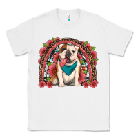 White english bulldog floral rainbow Classic Tee - Artiststas