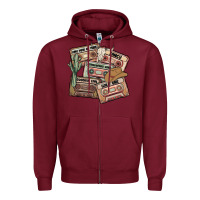 Burgundy 90s country cassette tapes Zipper Hoodie - MaliasSmallBusiness