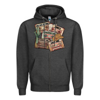 Charcoal Heather 90s country cassette tapes Zipper Hoodie - MaliasSmallBusiness