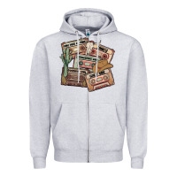 Heather Grey 90s country cassette tapes Zipper Hoodie - MaliasSmallBusiness
