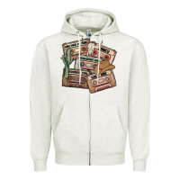 Oatmeal Heather 90s country cassette tapes Zipper Hoodie - MaliasSmallBusiness