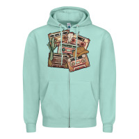 Seafoam 90s country cassette tapes Zipper Hoodie - MaliasSmallBusiness