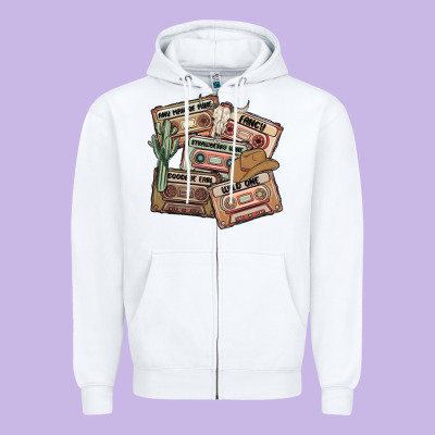 90s Country Cassette Tapes Zipper Hoodie Designed By Maliassmallbusiness