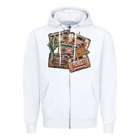 White 90s country cassette tapes Zipper Hoodie - MaliasSmallBusiness