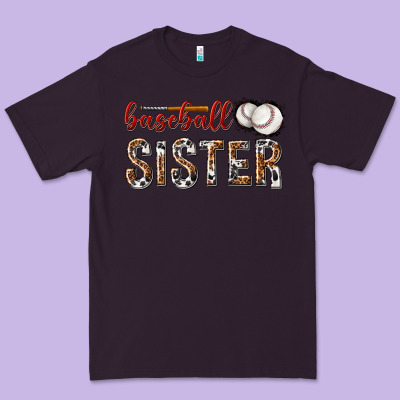 Premium Tee baseball sister with leopard