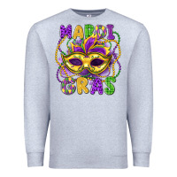 Heather Grey mardi gras mask Premium Sweatshirt - LillyAllenDesigns