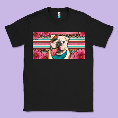 English Bulldog Floral License Plate Classic Tee Designed By Artiststas