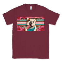 Burgundy english bulldog floral license plate Classic Tee - Artiststas