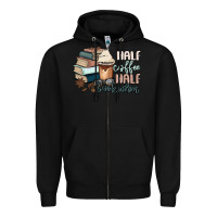Black half coffee half bookworm Zipper Hoodie - MaliasSmallBusiness