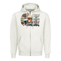 Oatmeal Heather half coffee half bookworm Zipper Hoodie - MaliasSmallBusiness