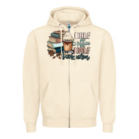 Sandshell half coffee half bookworm Zipper Hoodie - MaliasSmallBusiness