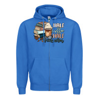 Half Coffee Half Bookworm Zipper Hoodie | Teevron