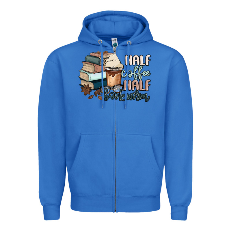 Half Coffee Half Bookworm Zipper Hoodie by MaliasSmallBusiness | Teevron