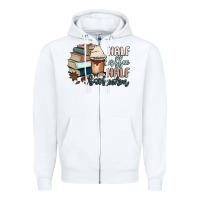 White half coffee half bookworm Zipper Hoodie - MaliasSmallBusiness