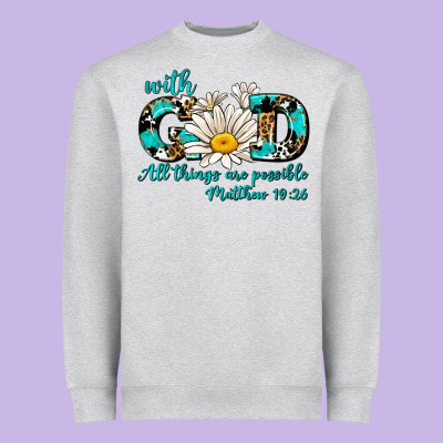 With God All Things Are Possible Daisy Heavyweight Sweatshirt Designed By Adodesignshop