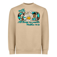 Mushroom with god all things are possible daisy Heavyweight Sweatshirt - AdoDesignShop