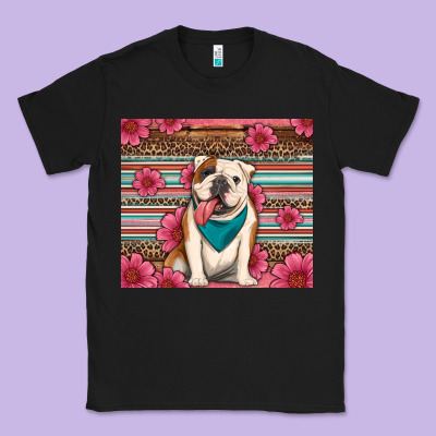 British Bulldog Floral Serape Classic Tee Designed By Artiststas