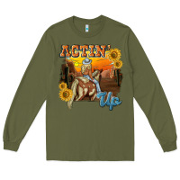 Army Green actinup with cowgirl Long Sleeve Tee - NancyCooperArtShop