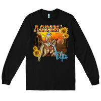 Black actinup with cowgirl Long Sleeve Tee - NancyCooperArtShop
