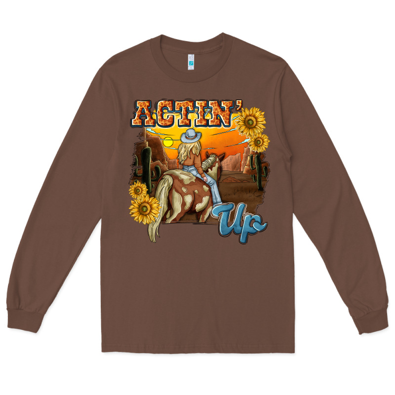 Actinup With Cowgirl Long Sleeve Tee by NancyCooperArtShop | Teevron