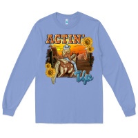 Colony Blue actinup with cowgirl Long Sleeve Tee - NancyCooperArtShop