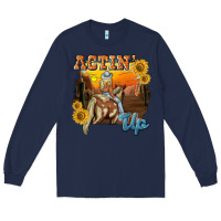 Navy actinup with cowgirl Long Sleeve Tee - NancyCooperArtShop