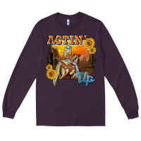Plum actinup with cowgirl Long Sleeve Tee - NancyCooperArtShop