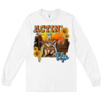 White actinup with cowgirl Long Sleeve Tee - NancyCooperArtShop