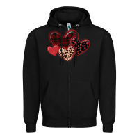 Black leopard hearts Zipper Hoodie - MaliasSmallBusiness