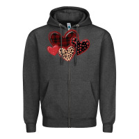 Charcoal Heather leopard hearts Zipper Hoodie - MaliasSmallBusiness