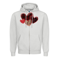 Dove Grey leopard hearts Zipper Hoodie - MaliasSmallBusiness