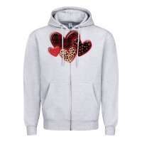 Heather Grey leopard hearts Zipper Hoodie - MaliasSmallBusiness