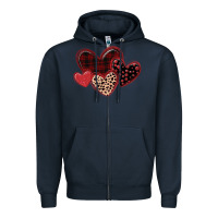 Navy leopard hearts Zipper Hoodie - MaliasSmallBusiness