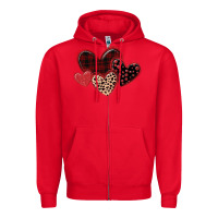 Red leopard hearts Zipper Hoodie - MaliasSmallBusiness
