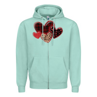 Seafoam leopard hearts Zipper Hoodie - MaliasSmallBusiness