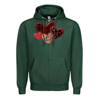Sports Green leopard hearts Zipper Hoodie - MaliasSmallBusiness