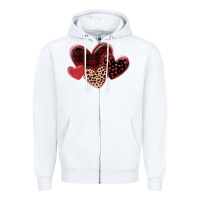 White leopard hearts Zipper Hoodie - MaliasSmallBusiness