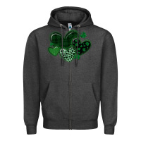 Charcoal Heather leopard hearts st patricks day Zipper Hoodie - MaliasSmallBusiness