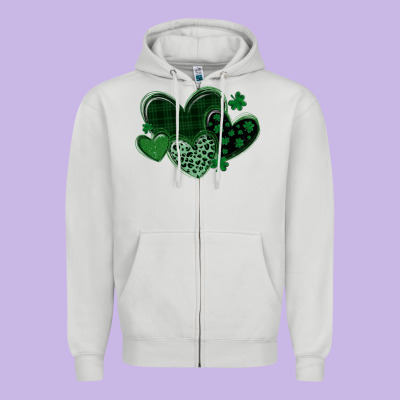 Leopard Hearts St Patricks Day Zipper Hoodie Designed By Maliassmallbusiness