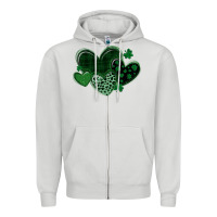 Dove Grey leopard hearts st patricks day Zipper Hoodie - MaliasSmallBusiness