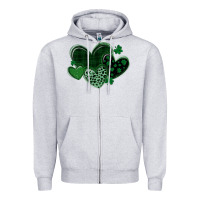 Heather Grey leopard hearts st patricks day Zipper Hoodie - MaliasSmallBusiness