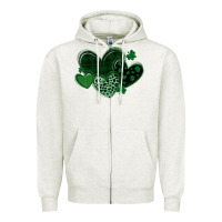 Oatmeal Heather leopard hearts st patricks day Zipper Hoodie - MaliasSmallBusiness
